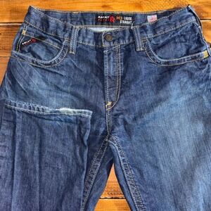 Ariat M3 Loose Straight Jeans Mens 33x32 Blue Denim FR Flame Resistant CAT2